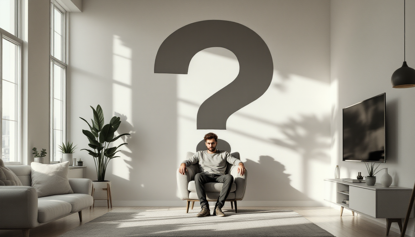 경제적 자유 이면의 보이지 않는 심리적 고민과 불확실성을 상징하는 이미지.