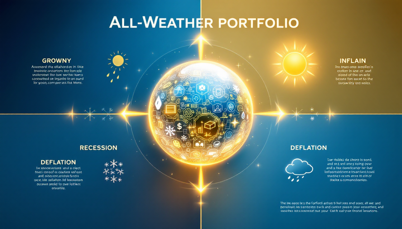 4계절 경제 국면에 모두 대응하는 올웨더 포트폴리오의 개념을 시각화한 이미지