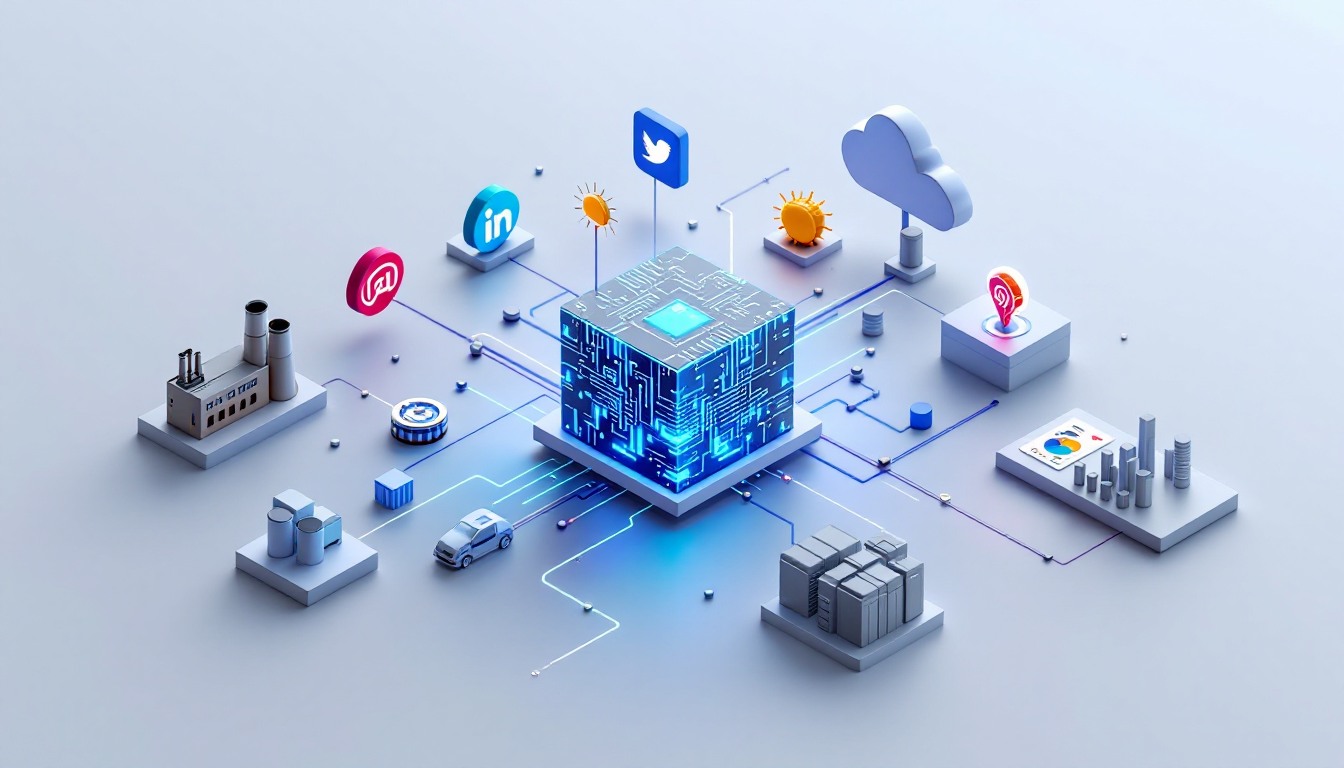 다양한 데이터 소스가 AI 분석 시스템으로 통합되는 과정을 보여주는 다이어그램