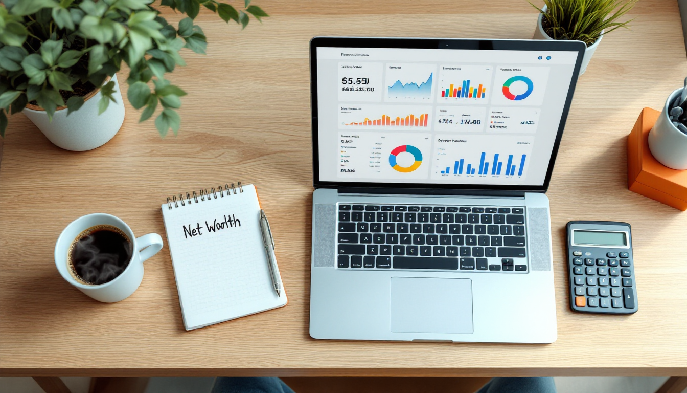 개인의 재무 상태를 점검하고 은퇴 목표를 설정하는 것을 상징하는 깔끔하게 정돈된 책상 이미지.
