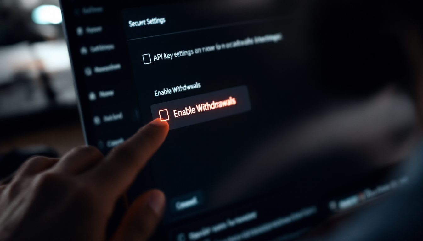 거래소에서 API 키 발급 시 출금 권한을 비활성화하는 중요한 보안 설정 단계