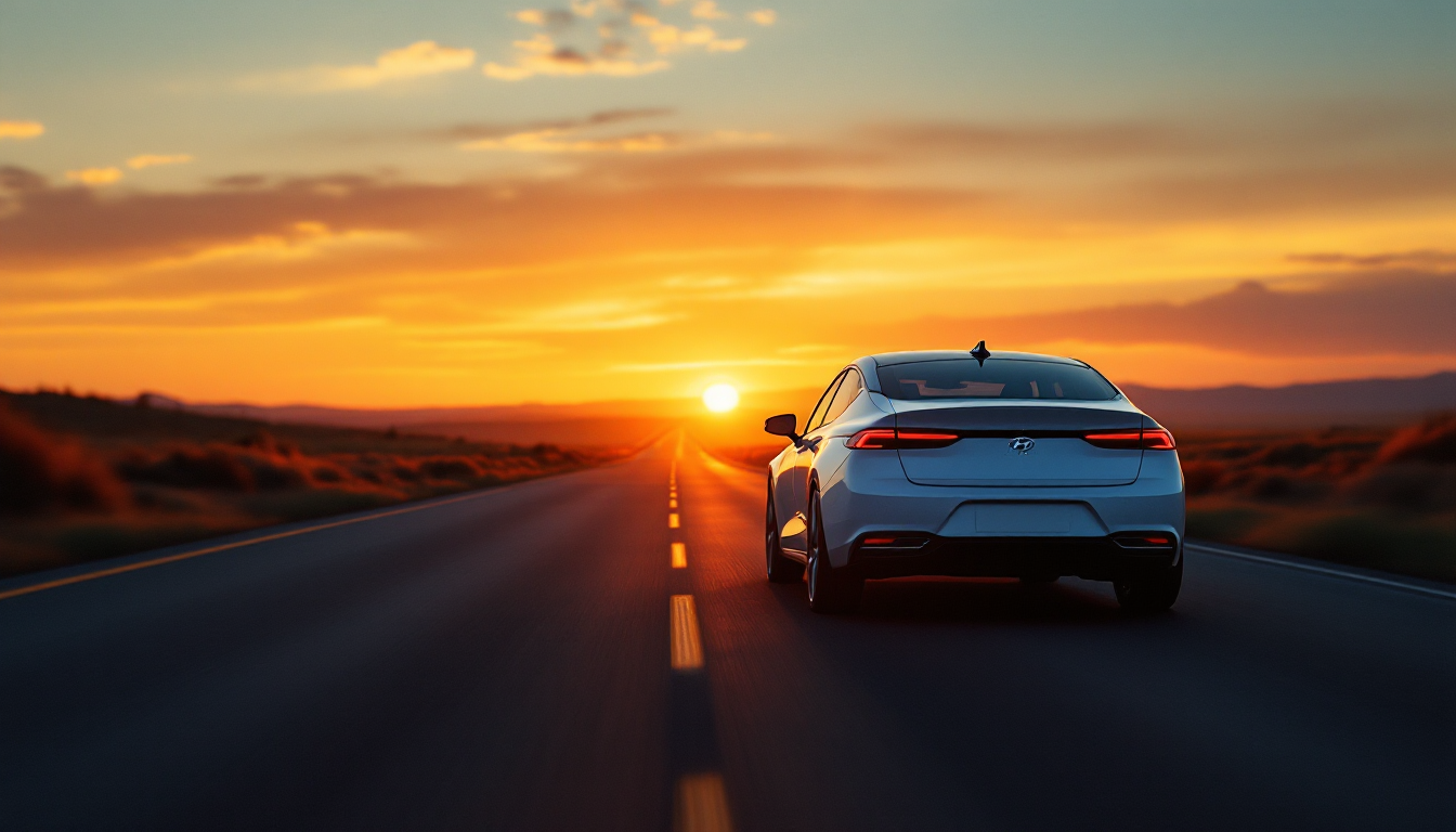 준중형 세단 시장의 변화를 상징하는, 도로 위를 달리는 아반떼와 사라지는 K3