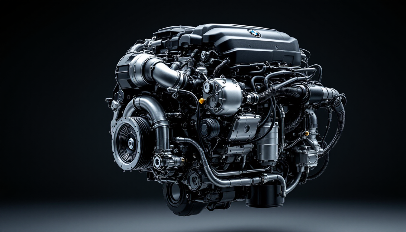 BMW 320d의 B47 디젤 엔진을 클로즈업한 사진