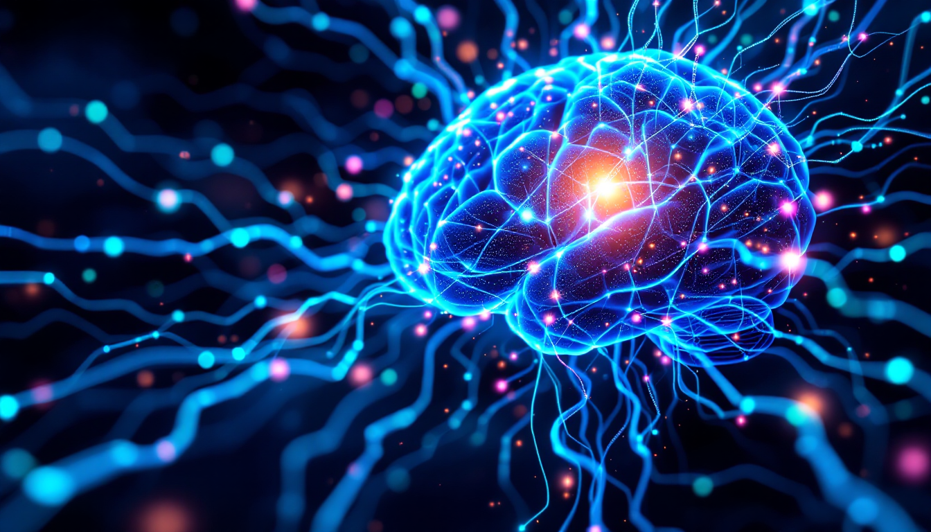 AI가 뉴스, 소셜 미디어 등 비정형 데이터를 분석하는 추상적인 이미지