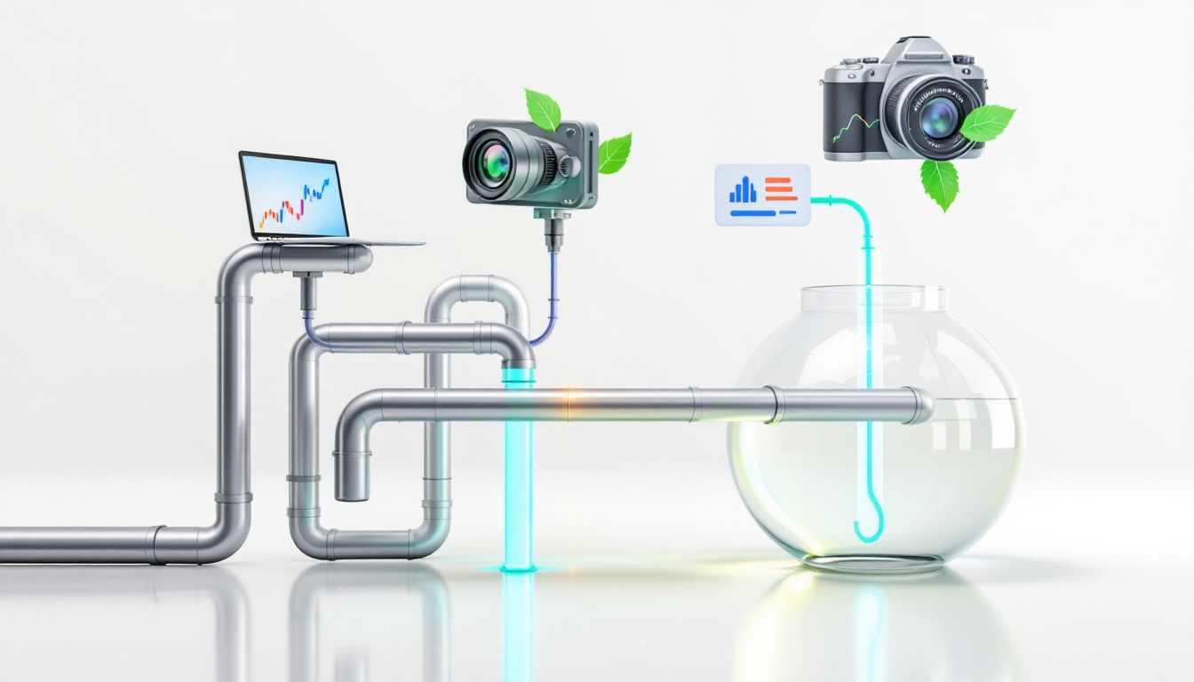 여러 개의 파이프라인에서 물이 흘러나와 하나의 저수지에 모이는 모습으로, 다양한 소득원을 구축하는 것을 시각화.