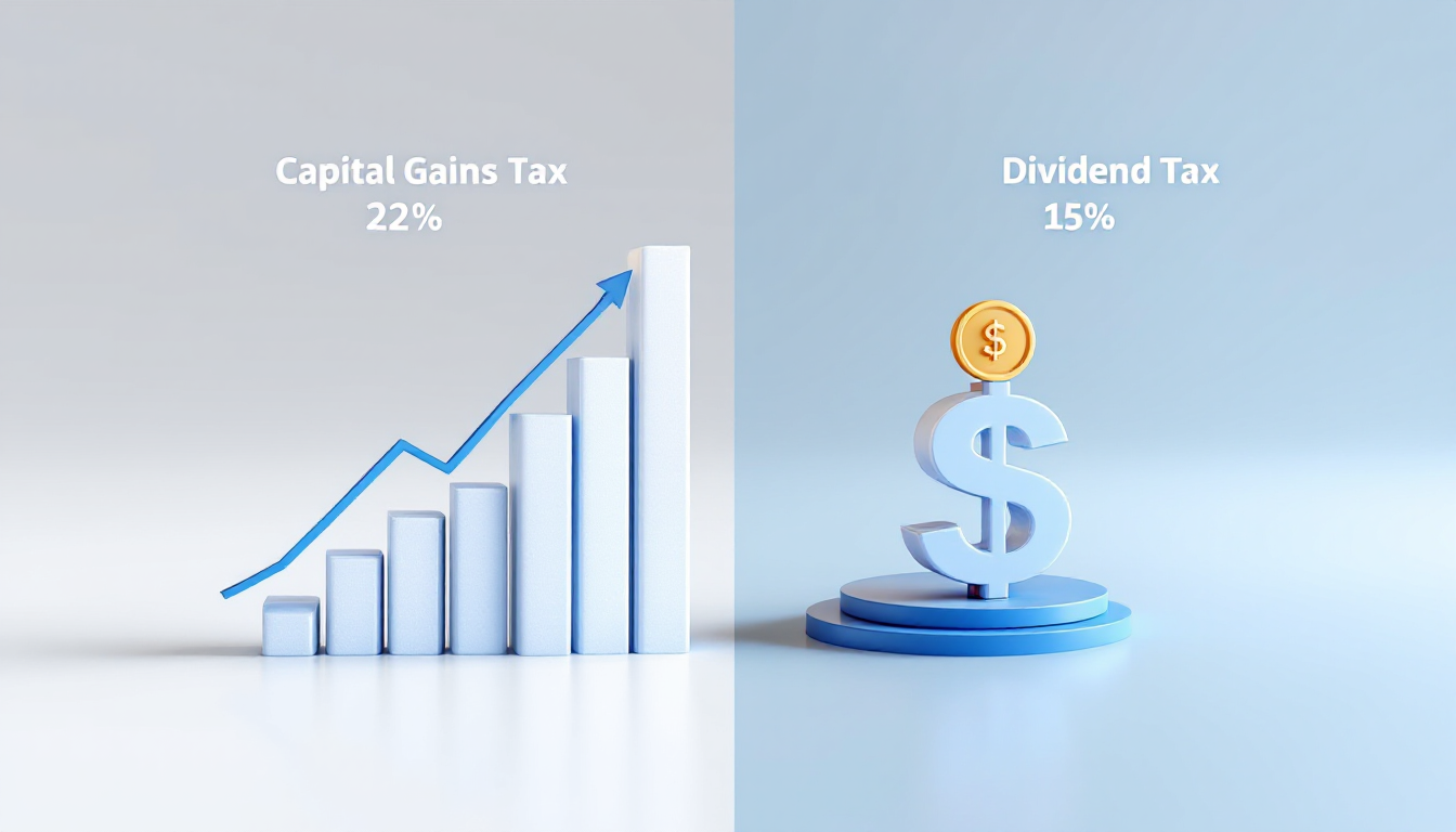 미국 주식 양도소득세와 배당금 세금의 핵심 개념을 보여주는 인포그래픽