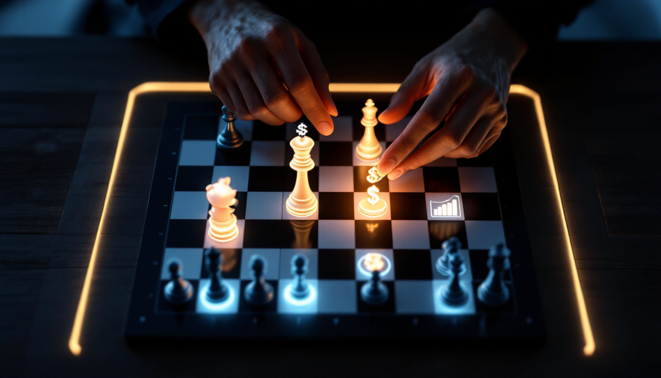 체스판 위에서 말을 움직이는 것처럼 미국 주식 절세 전략을 세우는 모습