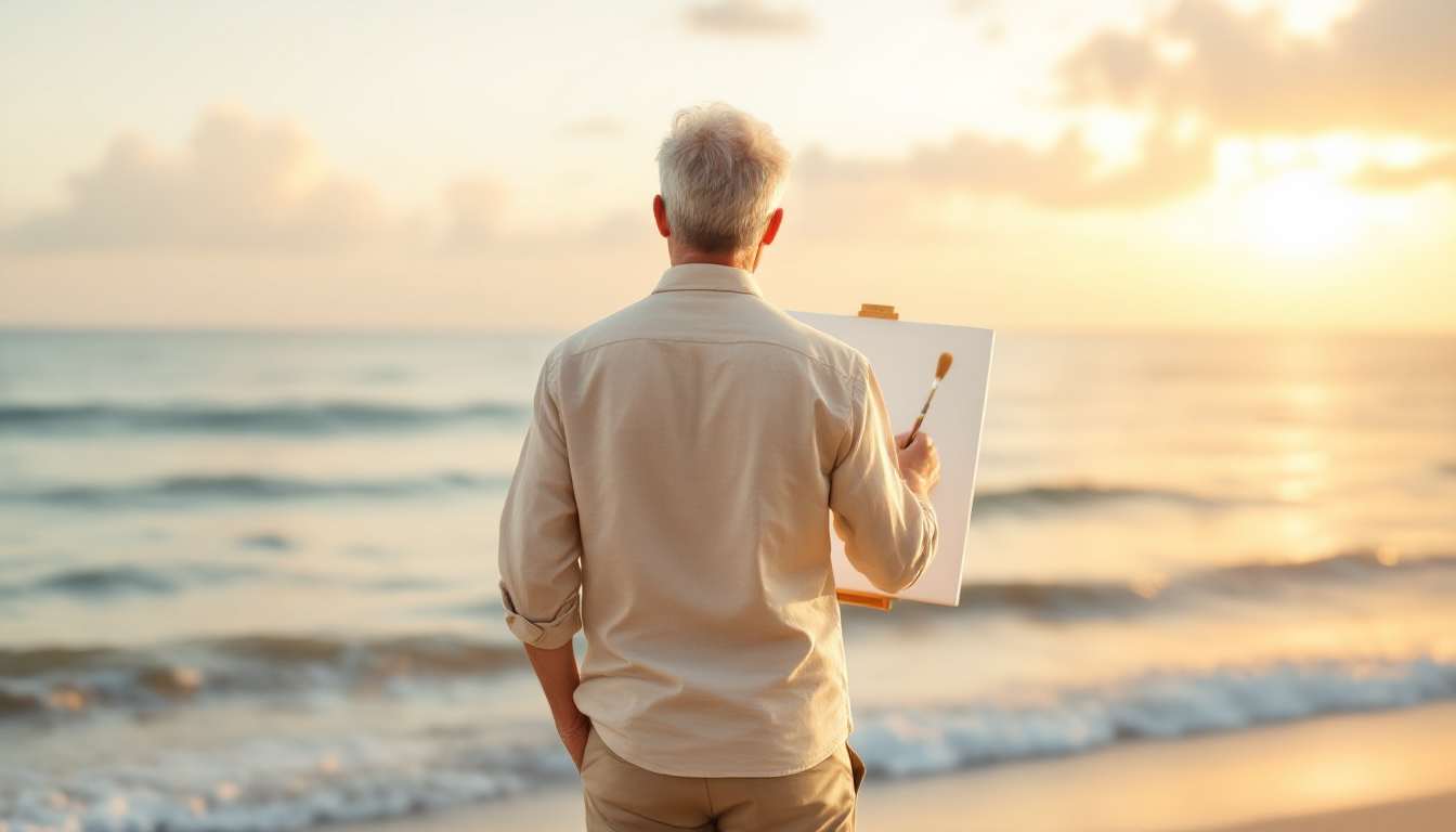 FIRE 달성 후 새로운 인생이라는 도화지를 마주한 사람의 희망적인 뒷모습.