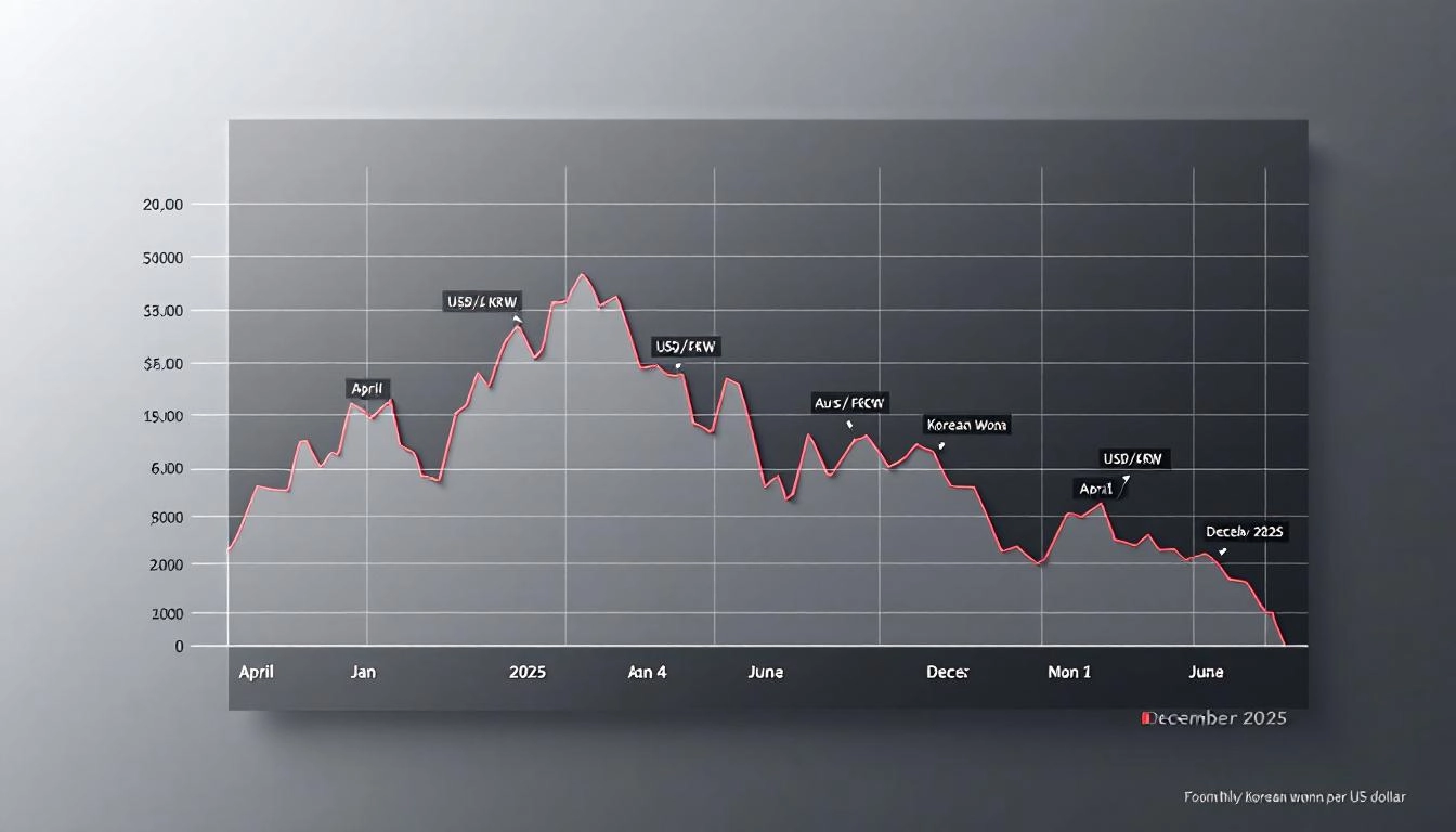 2025년 월별 원달러 환율 변동 차트와 주요 변동 시점 표시