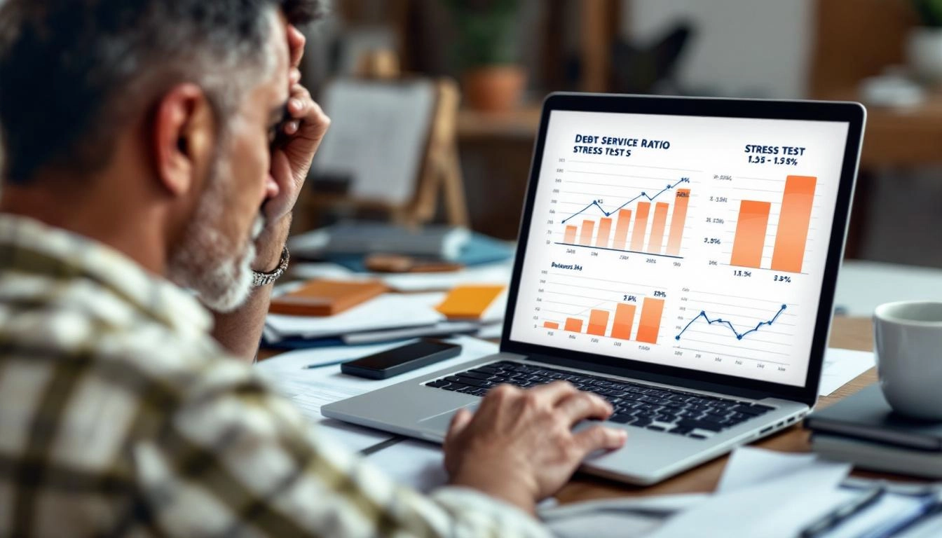 금리 상승으로 인한 부채원리금상환비율 강화와 대출 한도 감소를 나타내는 주택 소유자가 재무 계산하는 모습