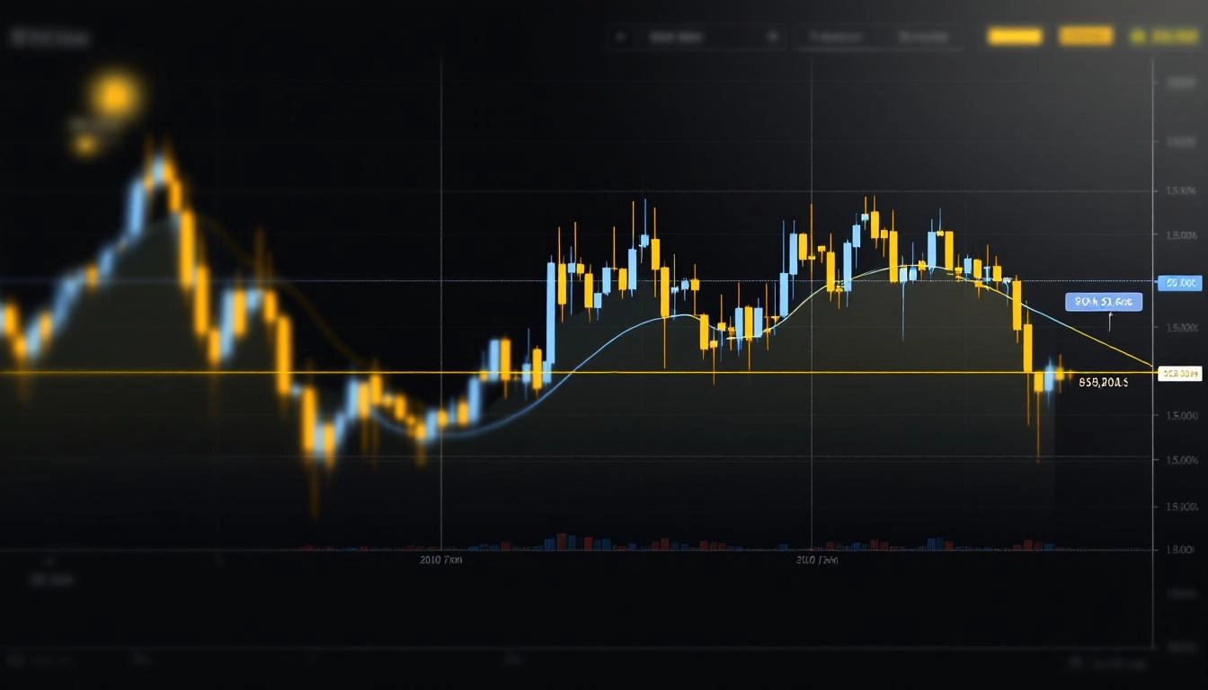 비트코인 기술적 분석 차트로 볼린저 밴드와 50일 200일 이동평균선 데스 크로스 패턴이 표시된 모습