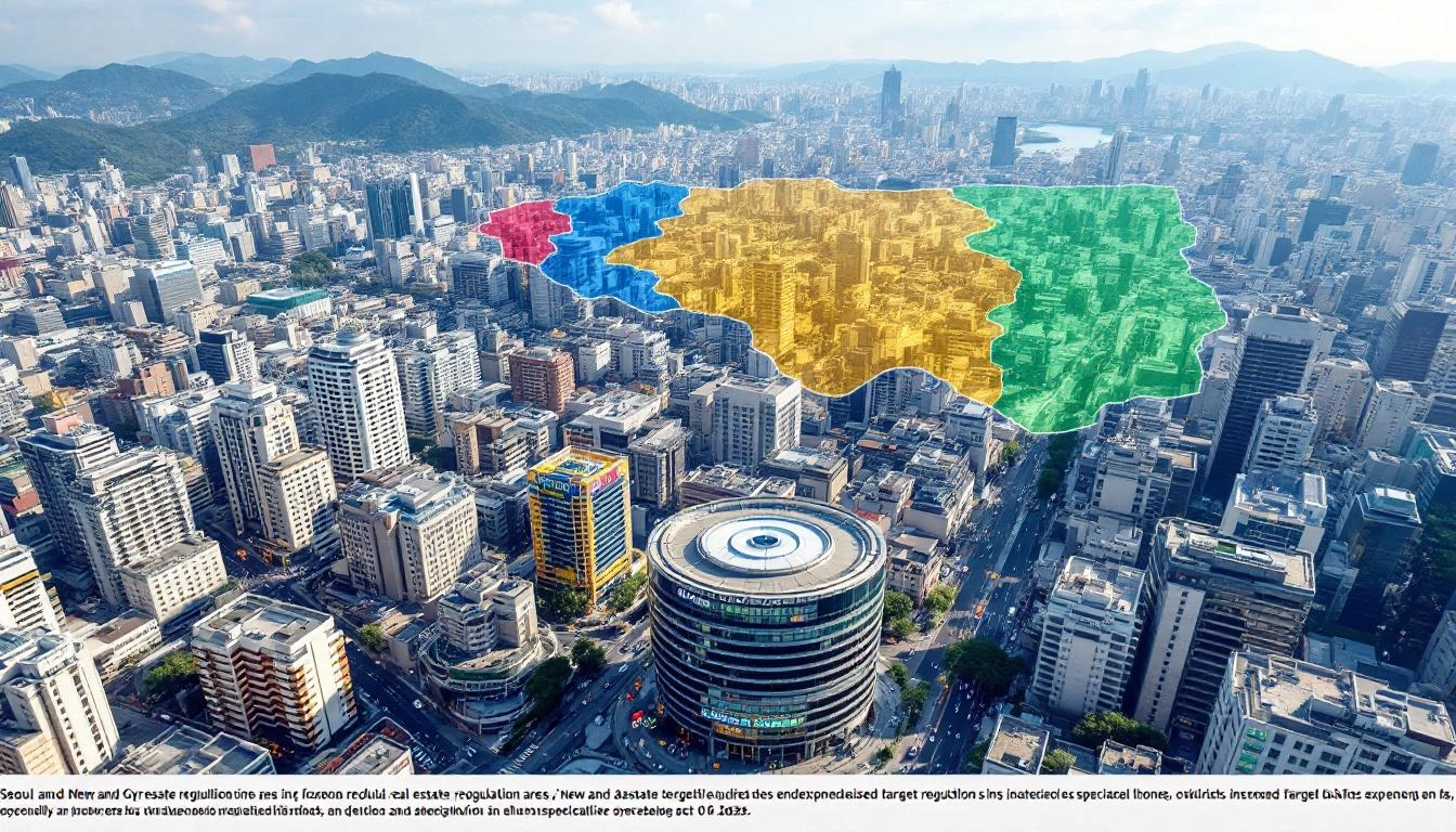 2025년 10월 20일자로 조정대상지역과 투기과열지구가 확대된 서울과 경기 지역의 지도와 도시 전경