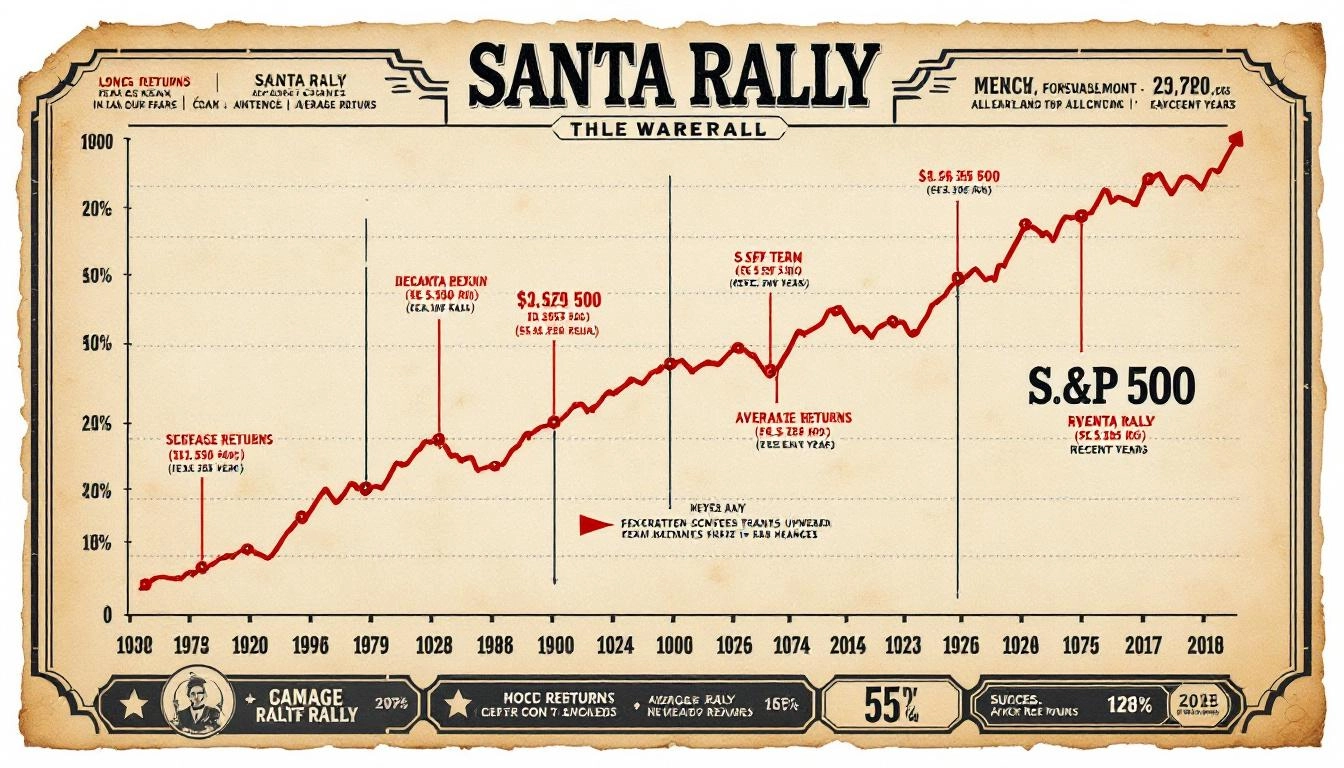 산타랠리 역사와 데이터 신뢰성을 표현한 역사적 주식 차트 이미지