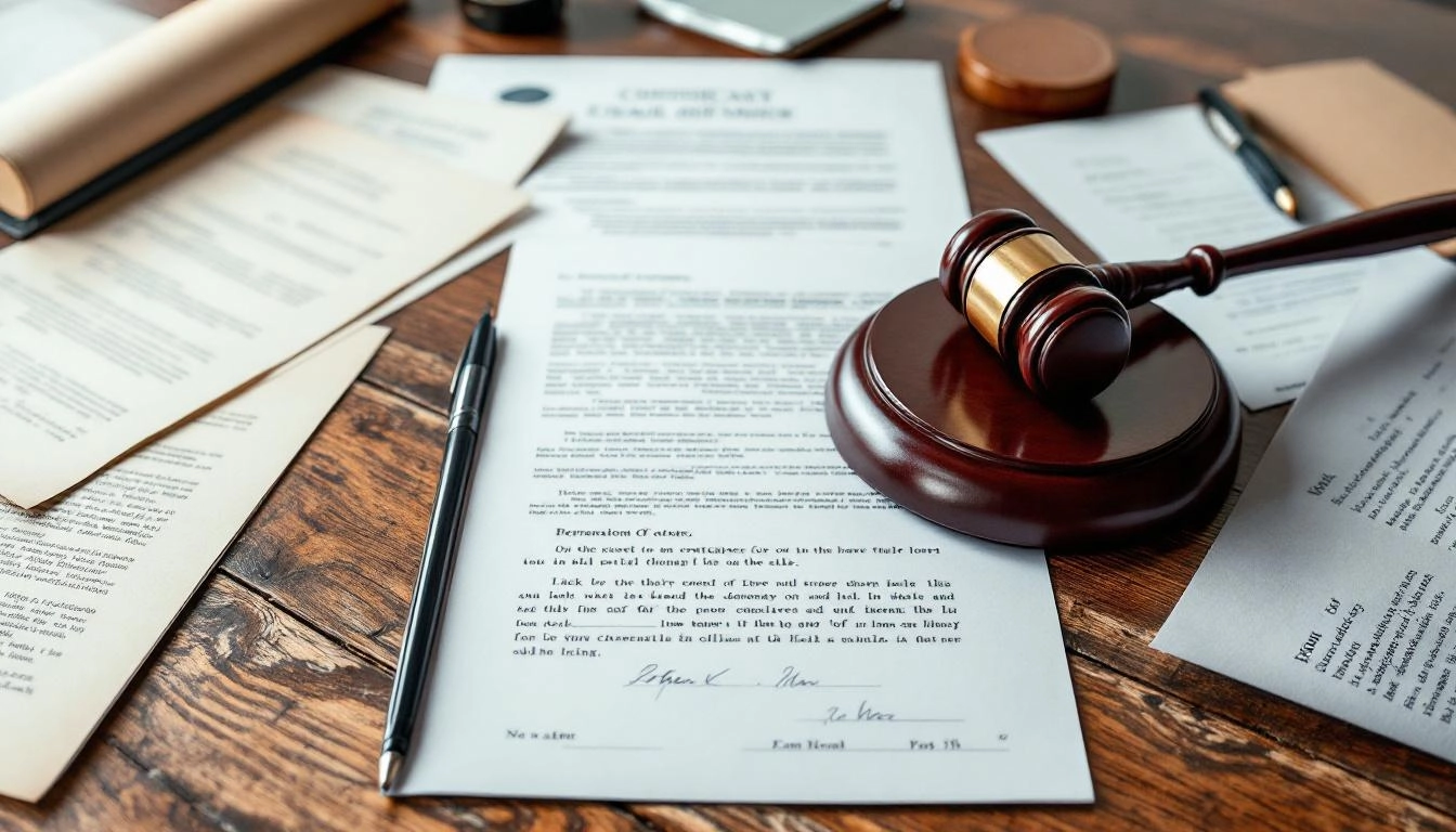 항소 절차와 관련된 법률 문서와 판사봉