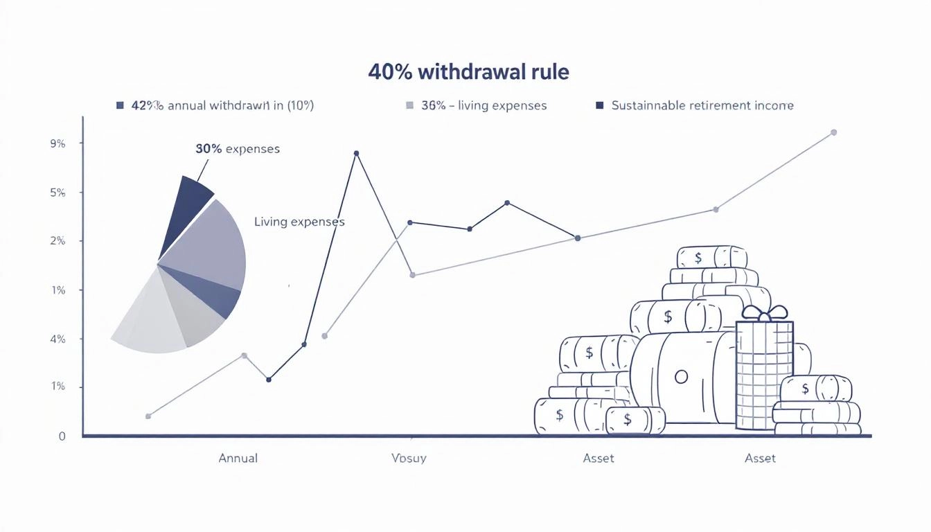 4 퍼센트 룰과 안정적인 은퇴 자산 인출 방법을 보여주는 금융 차트