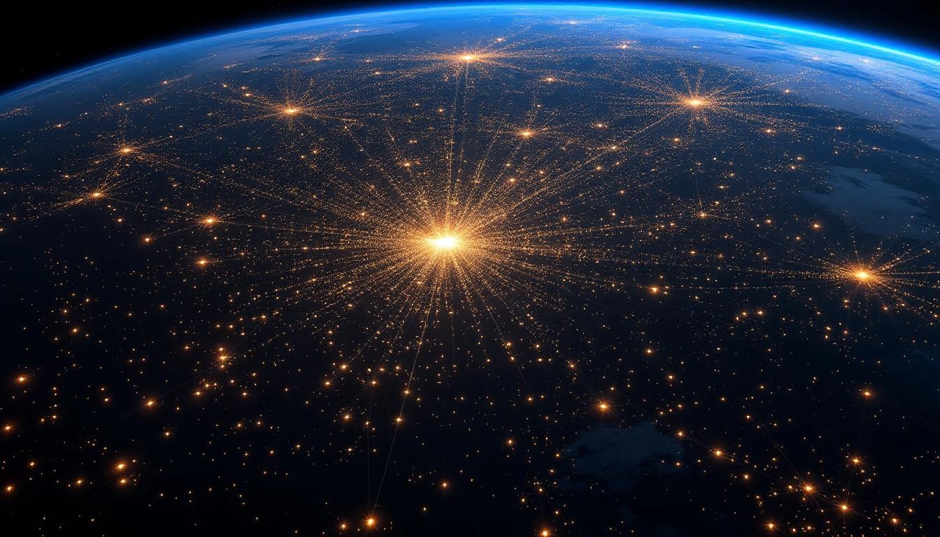 지구 궤도에서 활발히 운용되는 스타링크 위성 수천 개의 모습