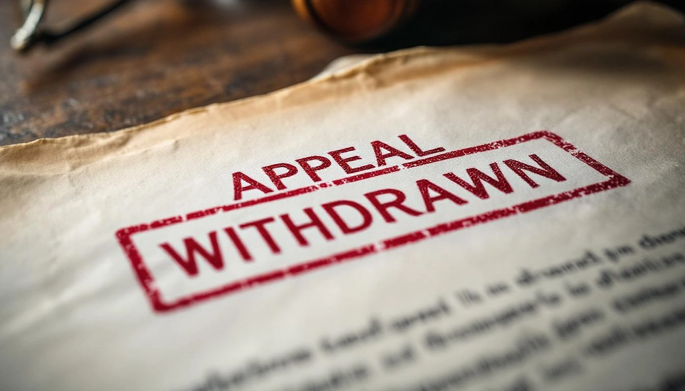 '항소 포기' 도장이 찍힌 법원 서류로, 대장동 사건의 갑작스러운 결정의 충격을 상징하는 이미지