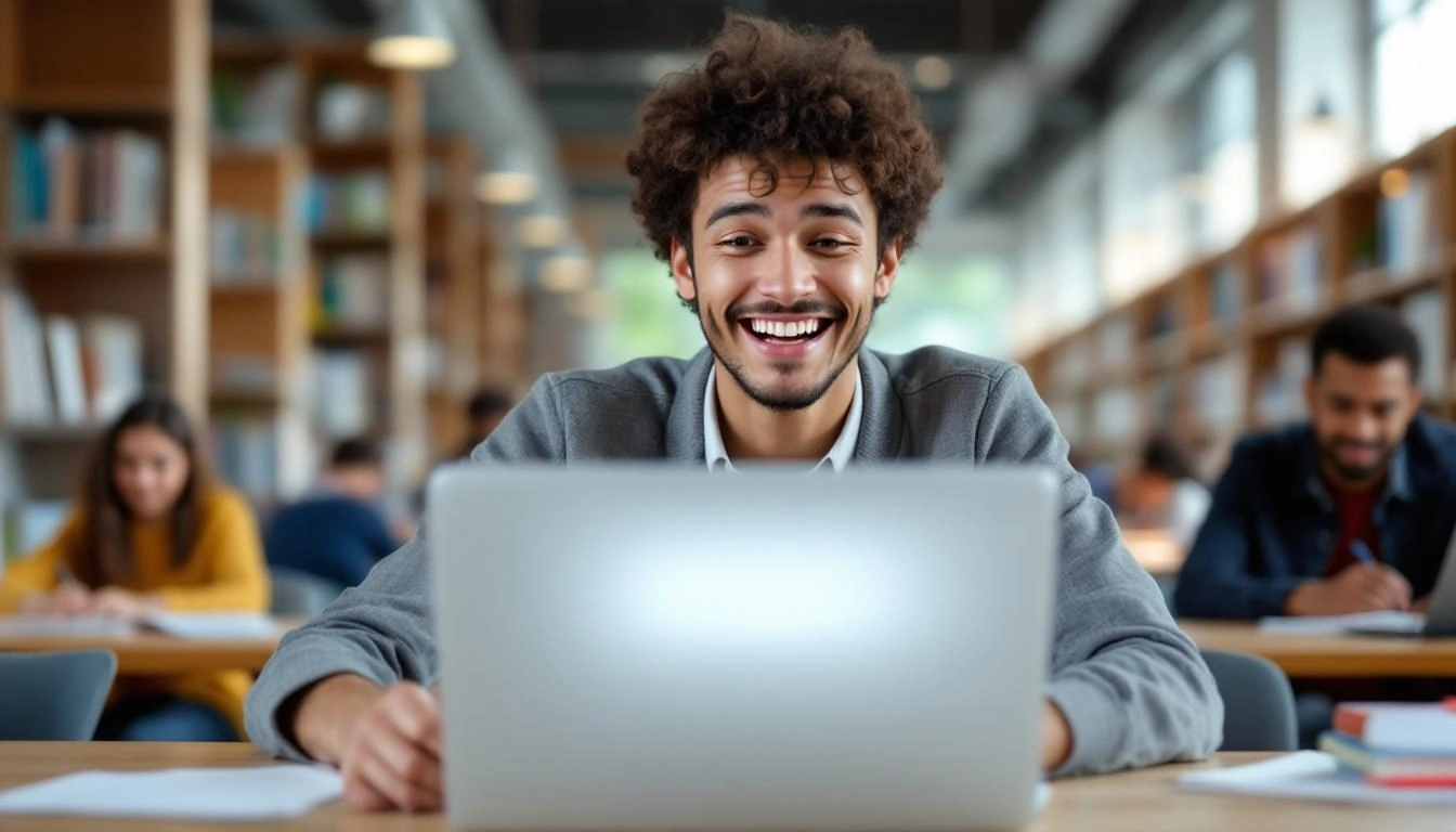 2026년 국가장학금 지원 확대 소식을 확인하고 기뻐하는 학생